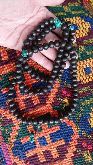 Rosewood with Turquoise Mala Necklace 